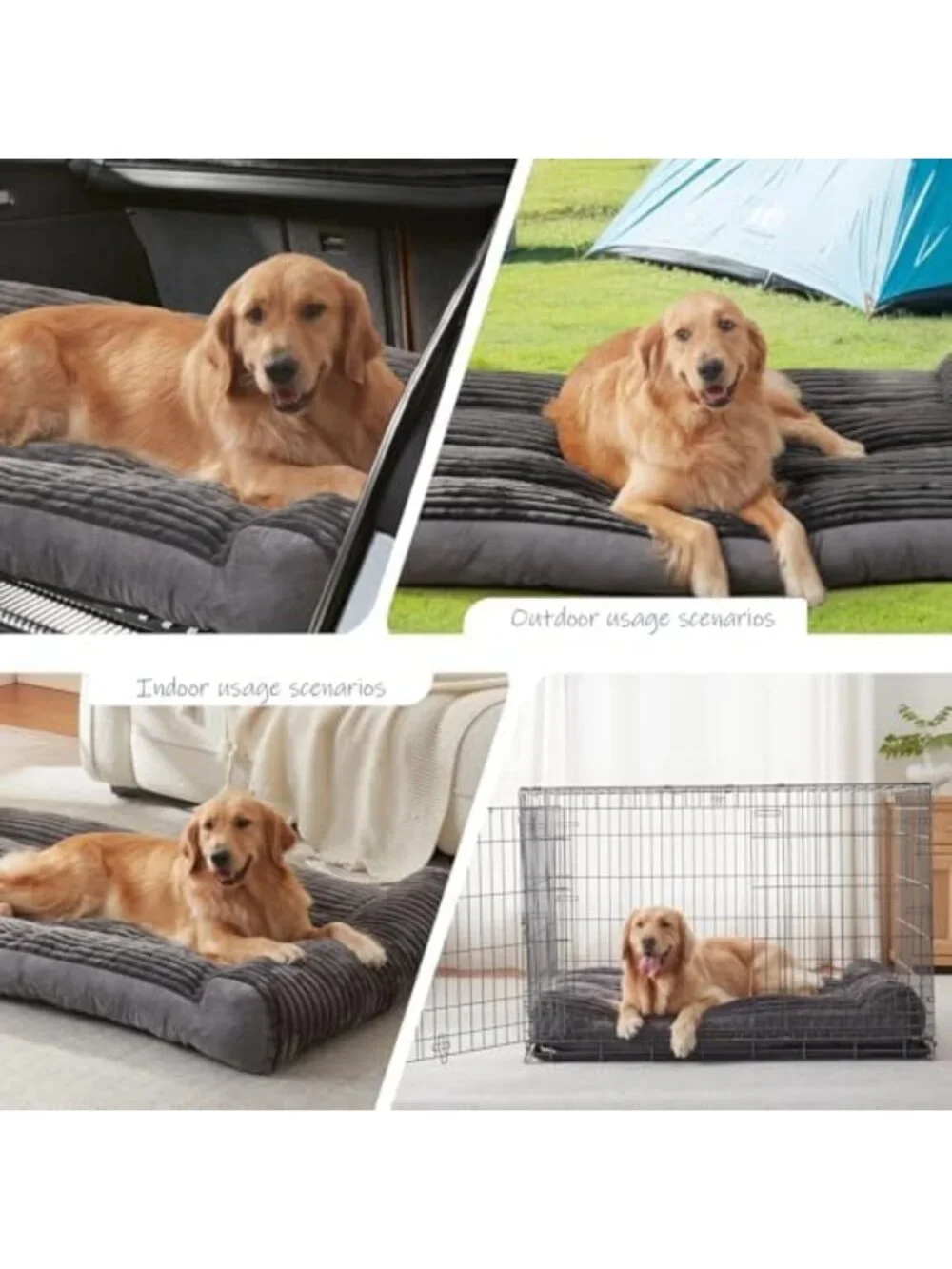 Cozy Large Dog Bed with Pillow, Supportive Bolster, Non-Slip Bottom, Soft Pet
